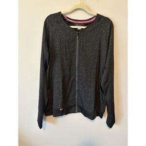 Koi Lite Women's Dobby Scrub Jacket Black Glitter Sparkle Bling Pockets Size XL
